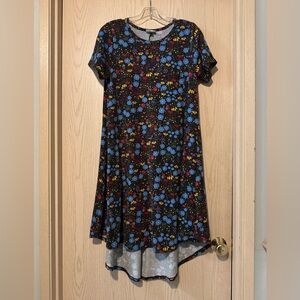 LuLaRoe Colorful Folk Art Wildflower Print Carly Swing Dress size Small
